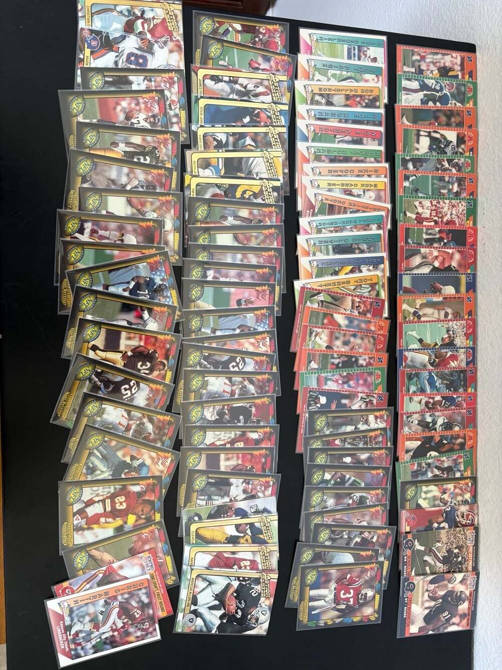 90-100 Vintage Football Card Lot NFL Bulk 4 Penny Sleeves Mixed Brands Baseball
